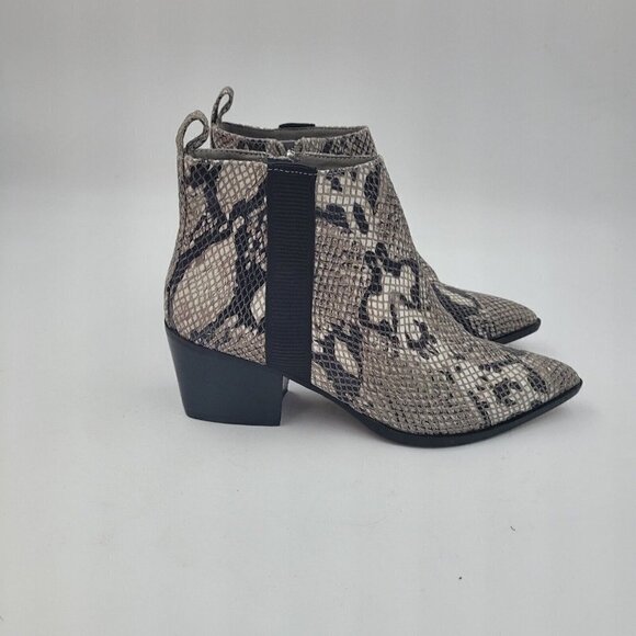NEW Linea Paolo Python Snake Print Leather Pointed Side Zip Bootie Size 6M - Picture 4 of 12